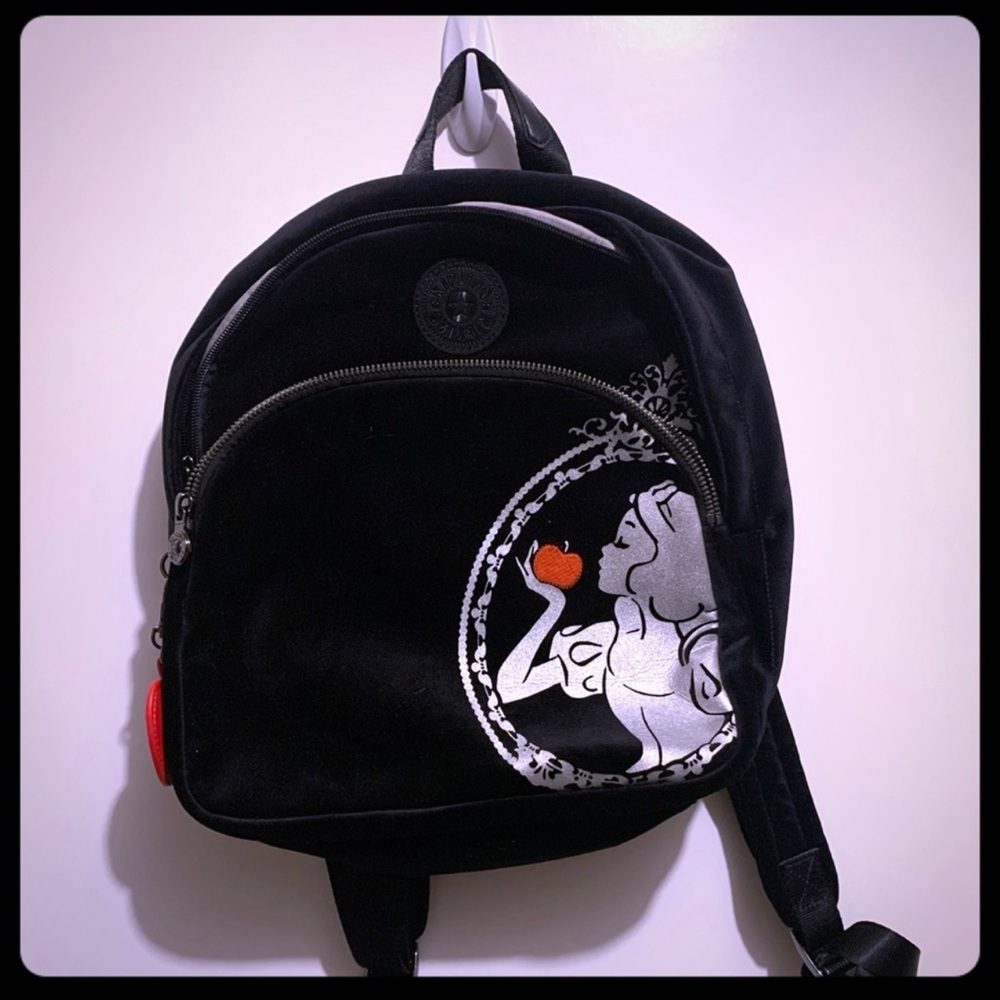 Kipling Snow White Collab Disney EUC Velvet Mini Backpack Cute Apple Mirror